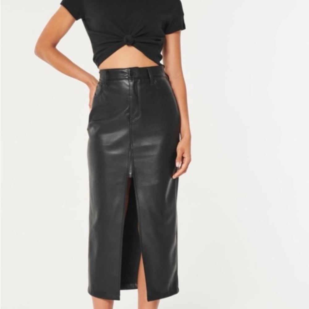 Abercrombie & Fitch Black Midi Pencil Skirt with Slit